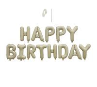 Cream Letter Happy Birthday Balloons Banner 16 Inch Mylar Foil Letters Sign Banner Bunting Reusable for Girls Boys Kids & Adults Birthday Decorations and Halloween Party Supplies