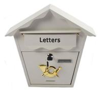 CREAM LETTER POST MAIL BOX POSTBOX LOCKABLE OUTSIDE LETTERBOX WITH FIXING 2 KEYS