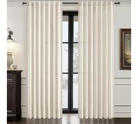 Cream Linen Sheer Curtains 84 inch Long Living Room 2 Panel Set, Modern Light Filtering Farmhouse Privacy Pleated Back Tab Neutral Window Drapes for Bedroom Off White Ivory Rod Pocket(W52xL84,Birch)