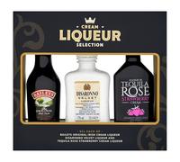 Cream Liqueur Selection Gift Set, includes Baileys Original 5cl, Disaronno Velvet Liqueur 5cl and Tequila Rose Strawberry Cream Liqueur. Perfect for Christmas & Birthdays. Premium Packaging.