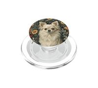 Cream Long-haired Chihuahua William Morris Style PopSockets PopGrip for MagSafe