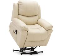 (Cream) Madison Dual Motor Rise Recliner Bonded Leather Armchair Sofa Lounge Mobility Chair