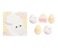Cream Makeup Sponge Set in Soft Pastel Pink - 5-Piece Mini Blending Puff Variety with Cute Cat Design for Smooth Liquid & Cream Foundation, Concealer & Blush Application, Versatile Egg & Teardrop