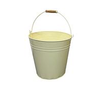 Cream Metal Galvanised Steel Bucket - 12L & 15L, Strong with Wooden Handle for Multipurpose Use - Cleaning, Storage, Hot Ash, Garden Waste, Plant Pots, Cooler - Domestic Indoor/Outdoor (12 Litre)