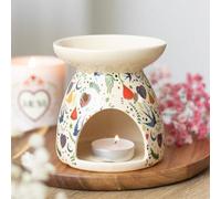 Cream Midnight Bloom Floral Oil Burner - Ceramic Wax & Oil Diffuser