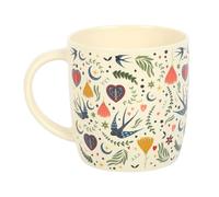 Cream Midnight Bloom Print Mug | 350ml Ceramic Mug with Folk Floral Design | Microwave and Dishwasher Safe | Gift-Boxed Tea or Coffee Mug | Cosy Rustic Kitchenware
