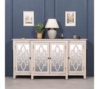 Cream Mirrored Breakfront Sideboard - 4 Door - Large