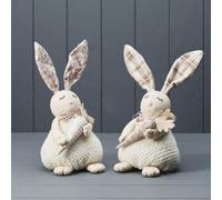 Cream Mixed Tartan And Floral Rabbits