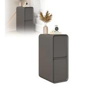 Cream Modern Nightstand with 2 Drawers Dark Gray Wooden Bedside Table Stylish Storage Cabinet for Bedroom Compact Side Table for Dresser (Size: 25cm/9.8in)