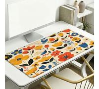 Cream Mouse Pad 1000 x 500 x 3 mm Extended Large Mouse Mat, Keyboard Mousemat, Desk Mat Workspace Decor with Anti-Slip Base & Anti-Fray Edges, Waterproof Desk Accessories for Work (Flower) L-x5816