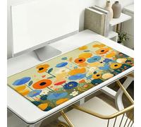 Cream Mouse Pad 700 x 400 x 3 mm Extended Large Mouse Mat, Keyboard Mousemat, Desk Mat Workspace Decor with Anti-Slip Base & Anti-Fray Edges, Waterproof Desk Accessories for Work (Flower) L-x5775