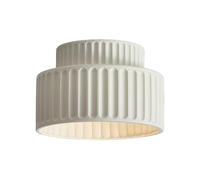 Cream Nordic Schoolhouse Ceiling Light - Ribbed Resin Semi Flush Mount Fixture for Entrance Corridor