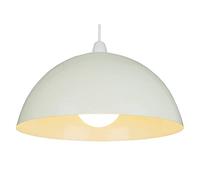 Cream Painted Metal Vintage None Electric Dome Pendant Light Shade 35cm - Easy Fit Retro Ceiling Light - Includes Shade Reducing Ring to Fit All Types of Lampholders - White Inner