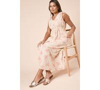 Cream Palm Tie Shoulder Shirred Waist Jersey Midi Dress Dorothy Perkins Cream 10