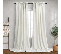 Cream Patio Door Curtains for Sliding Glass Door Total Extra Width 120 x 108 Inch Long Each 60 Inch Wide Semi Sheer Linen Ivory Curtains Drapes 2 Panels Set for Bedroom Living Room Rod Pocket 5x9 FT