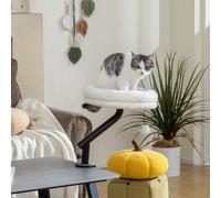 (Cream) PawHut Cat Desk Bed, 360 Rotatable Adjustable Kitten Hammock