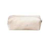 Cream Pencil Pouch | Big Capacity Pencil Case Pen Pouch | Workplace School Storage Case, Corduroy Makeup Cosmetic Bag for Students