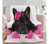 Cream Personalised Baby Blanket for Boys Girls Kids, 59 × 80 inch Soft Cozy Fluffy Fuzzy Flannel Blankets - Single Size Surrealism Animal French Bulldog Pattern Printed Throw Blanket for Teen
