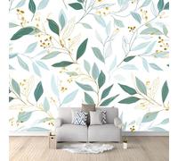 Cream Photo Wallpaper 200 x 140 cm, Non-Woven Premium Art Print Fleece Wall Mural Decoration Poster Picture Design - Elegant Natural Olive Leaf