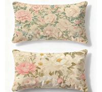Cream Pillows 2 pack Rose Cushion Covers 28x36in Velvet Cushion Covers With Lnvisible Zip Rectangle Pillowcase for Autumn Home Living Room Sofa Bedroom Office Decorative Pillows for Bed,Gifts Q-1066U