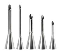 Cream Piping Nozzles, 5 Pcs Long Puff Nozzles Stainless Steel Filling Piping Nozzle Icing Tips Cake Decorating Tools for Donuts, Muffins, Pastry, Cupcakes, Cakes (Silver 5pcs)