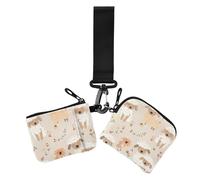 Cream Playful Lambs Women's Card Cases Change Holder Cute Fashion Business Card Case Money Organizer with Zipper Pocket for Work Travel 2 Packs