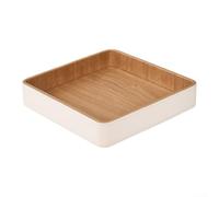 Cream PU Leather Perfume Tray Wood Interior Organizer Rectangle Square | Available in three shapes and sizes for dressers and nightstands Organizes keys perfumes jewelry and small