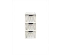 Cream Rattan 3-Drawer Tower (Medium) - Compact Storage for Bedroom, Office, or Bathroom