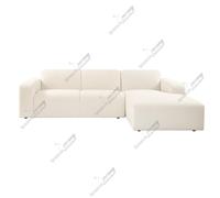 (Cream, Right Hand Chaise) SnoozeOnline L-Shaped 3 Seater Corner Chaise Sofa Plush Velvet Left/Right Hand Lounge with Wide Armrests