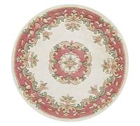 (CREAM ROSE, Circle: 120cm) Traditional Pure Wool Rugs Hall Runner Round Circle Half Moon Mat Small Extra Large Carpet Eco Friendly Handmade