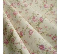 Cream & Rose Floral Woven Cotton poplin Vintage Style Print Fabric - Sold by The metre