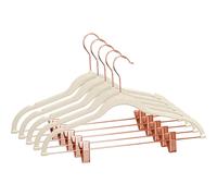 (Cream+Rose Gold) 12Pc Velvet Hangers with Clips for Clothes Coat Pant Skirt Trouser Non-Slip Rack