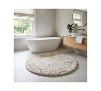 (Cream) Round Shaggy Bath Mat 4ft (120x120cm) Non Slip Bath Mats Soft Shaggy Bathroom Shower Rug