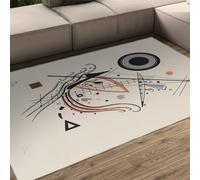 Cream Rug for Boys Girls Room 150x210 Simple Line Art Area Rugs Abstract Geometric Medieval Nordic Style Carpet Non Slip Low Pile Washable Rectangle Floor Mat Indoor Rugs for Living Room Study