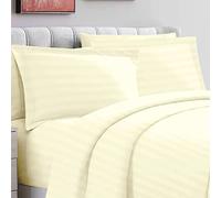 Cream Satin Striped Bedding Cotton King Size Pillow Cases 2 Pc, 300 Thread Count 100% Long Staple Cotton Pillow Cover, Sateen King Pillow Cases 50 x 90cm (Damask Bedding Set) - Pizuna