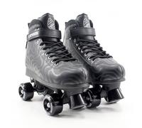 CREAM Scoop Kids Adjustable Quad Roller Skates for Beginners - 4-Size Grow-With-You Fit for Extended Use - Stable 4-Wheel Design for Improved Balance - Boys and Girls (Wave - Black)