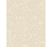 Cream Scrubbable Charming Wallpaper - Little Dreamers Animals Nature Forest - Nursery Kids Room Play Area Playful - Paste The Wall Vinyl Wallpaper - 10.05m x 53cm Roll - Feature Wall Sophisticated