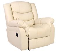 (Cream) Seattle Bonded Leather Recliner Armchair Sofa Home Lounge Chair Reclining Gaming