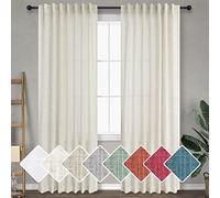 Cream Semi Sheer Linen Curtains 78 Inch Length for Living Room 2 Panel Back Tab Pocket Pleated Modern Farmhouse Coastal Decor Cotton Textured Gauze Curtain for Dining Room Home Office 42x78 Long Ivory