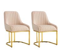 Hygrad Built to Survive Set Of 2 Velvet Dining Chairs Luxury Padded Dining Room Chairs Armless Gold Legs in Cream Hygrad Built to Survive Cream