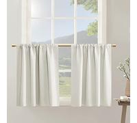 Cream Short Curtains for Bedroom 24 Inches Long 2 Panels Blackout Rod Pocket Thermal Insulated Privacy Decorative Small Half Window Curtain for Kitchen Laundry Room Cabinet,Ivory