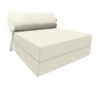 (Cream) Single Portable Fold Out Z Bed Sofa Guest Futon