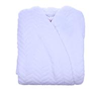 (Cream, Small - UK 10/12) Slenderella Ladies Zig Zag Fleece Wrap Around Dressing Gown