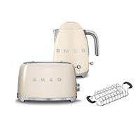 Smeg KLF03 Kettle + TSF01 Toaster + TSBW01 Bun Warmer Bundle - Cream
