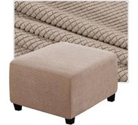 Cream Square Ottoman Covers - Stretch Slipcovers for Folding Stool Fur Protector 39x39in Cube Footrest & Stylish Furniture Protector