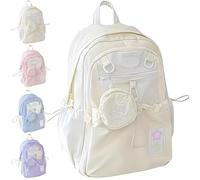 Cream Star Drawstring Backpack, Cute Kawaii Aesthetic Laptop Bag (Yellow)