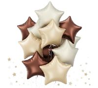 Cream Star Foil Balloons, 18 Inch Brown Beige Netural Stars Shape Balloons 12 Pcs Chocolate Apricot White Pentagram Foil Balloon Tan Nude Helium Balloon for Boho Baby Shower Birthday Wedding Party