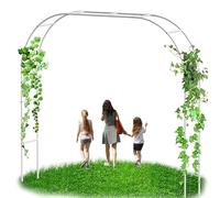 Cream Steel Garden Arch Outdoor Metal Arbor Trellis for Climbing Plants Wedding Arch with Base Durable Patio Arbor Size: W180cm x H220cm
