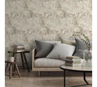 Cream Stone Effect Wallpaper Rustic Textured Silver Metallic