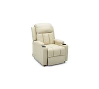 (Cream) Studio Recliner W Drink Holders Armchair Sofa Bonded Leather Chair Reclining Cinema